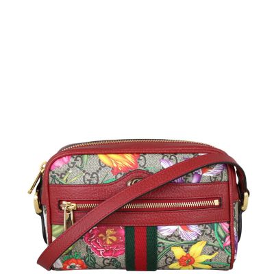 Gucci GG Supreme Ophidia Flora Mini Shoulder Bag Front With Strap