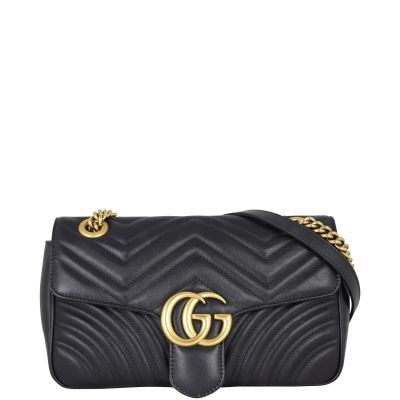 Gucci GG Marmont Matelasse Small Shoulder Bag Front With Strap