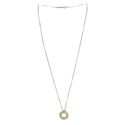 Tiffany & Co. Atlas Pierced Pendant 18k Yellow Gold Diamond Necklace