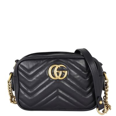 Gucci GG Marmont Mini Camera Bag Front With Strap