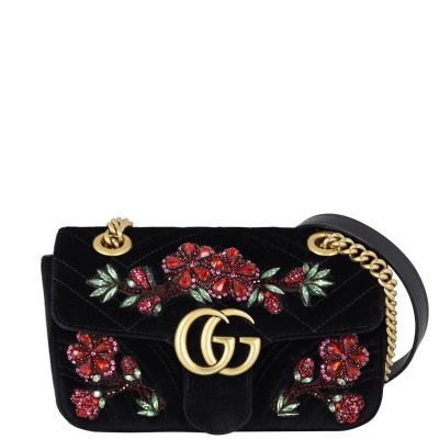 Gucci GG Marmont Velvet Mini Shoulder Bag Front