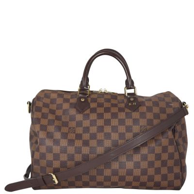 Louis Vuitton Speedy 35 Bandouliere Damier Ebene Front With Strap
