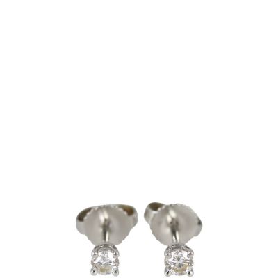 Tiffany & Co Solitaire Platinum Diamond Earrings Front