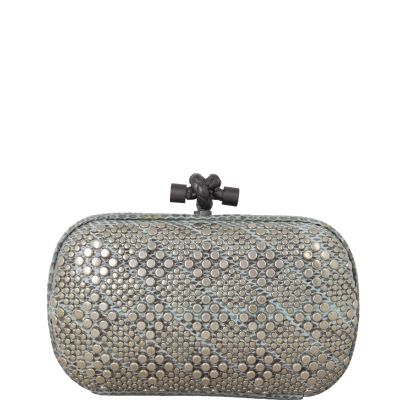 Bottega Veneta Knot Studded Python Trim Clutch