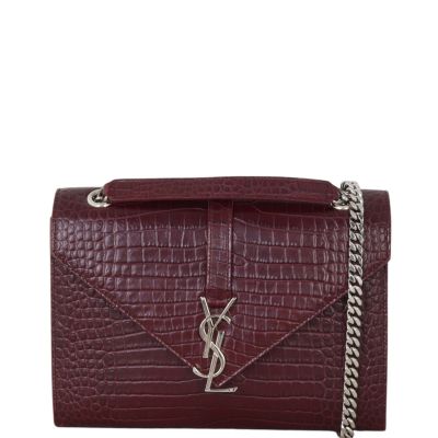 Saint Laurent Envelope Chain Bag Medium Croc-Embossed