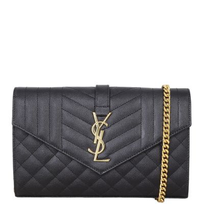Saint Laurent Monogram Mix Matelasse Envelope Wallet on Chain