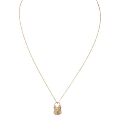 Tiffany & Co Emblem Lock 18k Rose Gold Pendant Necklace