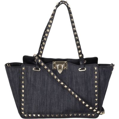 Valentino Rockstud Denim Tote Small