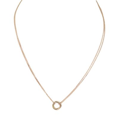 Cartier Trinity 18k Yellow, White & Rose Gold Pink Necklace