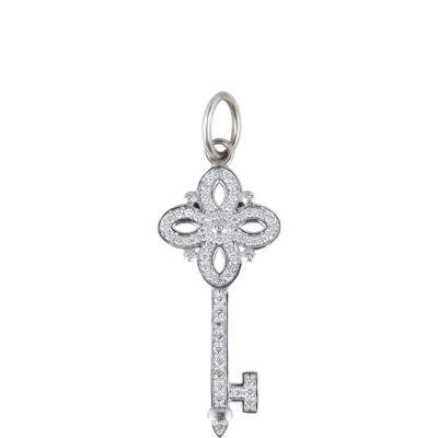 Tiffany & Co Victoria Key 18k White Gold Diamond Pendant Mini