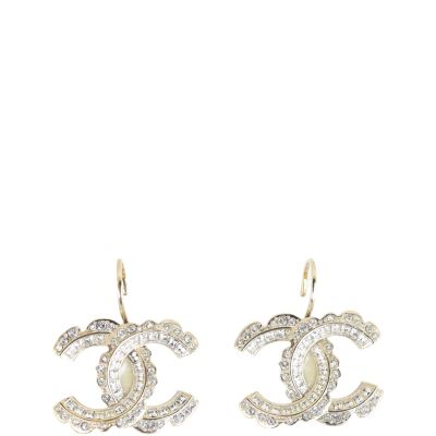 Chanel CC Crystal Scalloped Drop Earrings