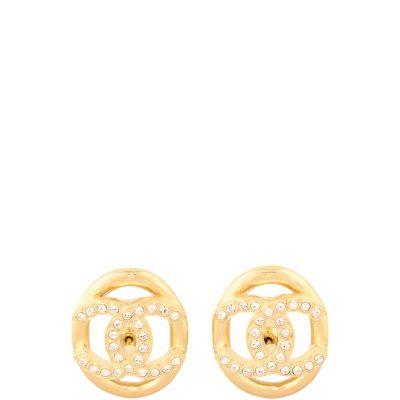 Chanel Oval Crystal CC Earrings