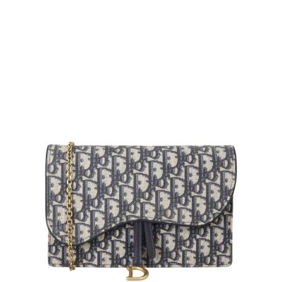 Dior Saddle Pouch Wallet on Chain Oblique
