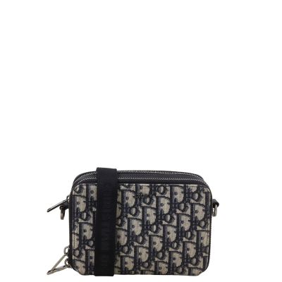 Dior Double Zip Pouch with Strap Oblique