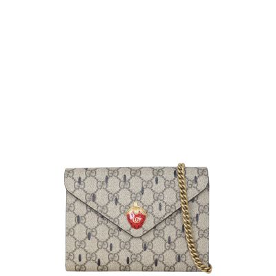 Gucci Dionysus GG Supreme Strawberry Mini Chain Wallet