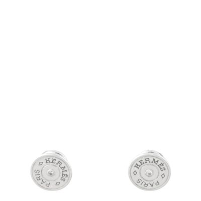 Hermes Gambade Diamond 18k White Gold Stud Earrings
