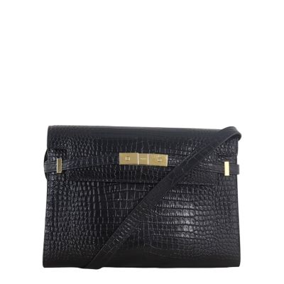 Saint Laurent Manhattan Shoulder Bag Medium Croc Embossed