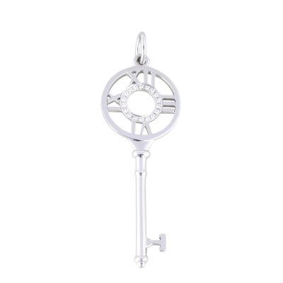 Tiffany & Co Atlas Diamond Key 18k White Gold Pendant