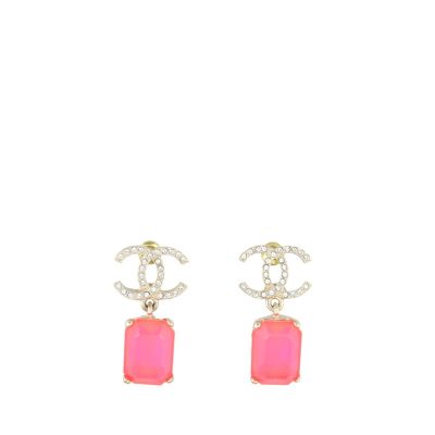 Chanel Crystal CC Gem Drop Earrings