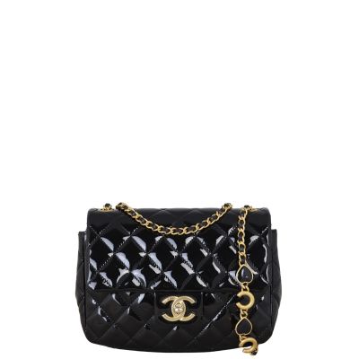 Chanel Coco de Toi Heart Chain Square Flap Bag Patent