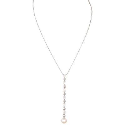 Bvlgari Lucea Pearl Diamond Drop 18k White Gold Pendant Necklace