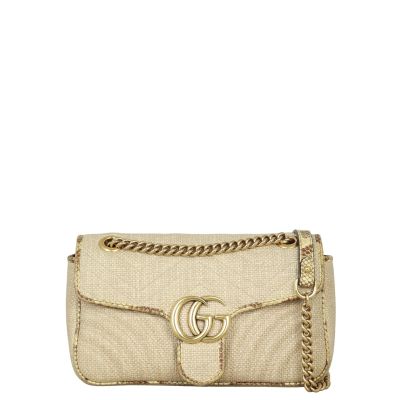 Gucci GG Marmont Matelasse Small Shoulder Bag Raffia Python