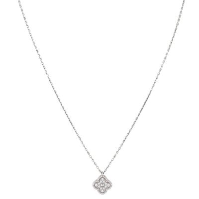 Van Cleef & Arpels Sweet Alhambra Diamond 18k White Gold Pendant Necklace