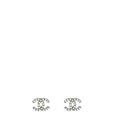 Chanel CC Pearl Stud Earrings