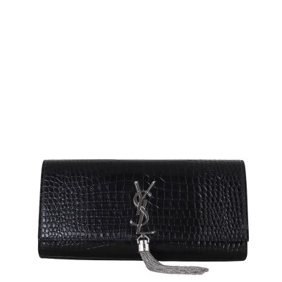 Saint Laurent Kate Tassel Clutch Croc-Embossed