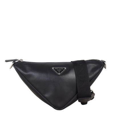Prada Logo Triangle Leather Shoulder Bag