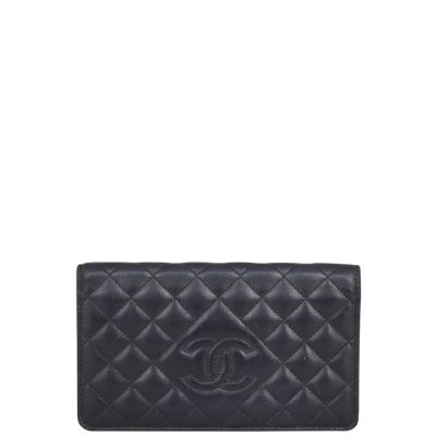 Chanel CC Quilted Yen Wallet Front

