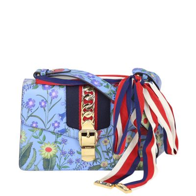 Gucci Sylvie Floral Print Small Shoulder Bag Front
