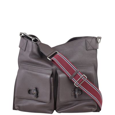Gucci Bamboo Leather Messenger Bag Front
