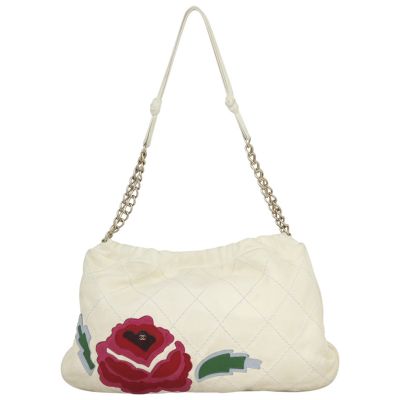 Chanel Quilted Rose Applique Hobo Front
