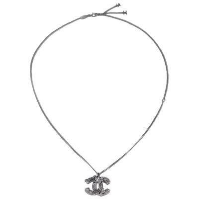 Chanel CC Rose Embellished Long Pendant Necklace Front
