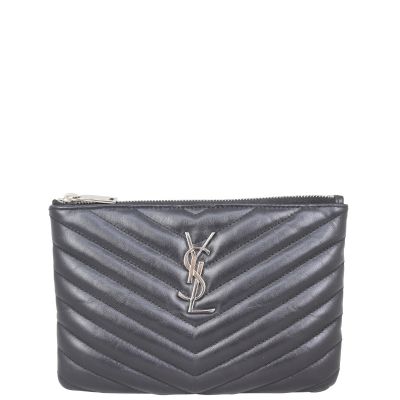 Saint Laurent Matelasse Monogram Mini Pouch Front

