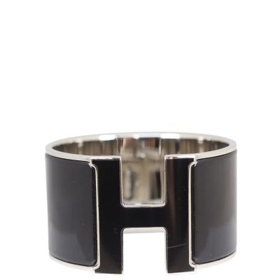 Hermes Extra Wide Clic Clac H Bracelet (black) Front
