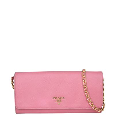 Prada Saffiano Metal Wallet on Chain Front
