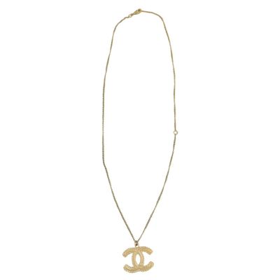 Chanel Gold CC Pendant Necklace Front