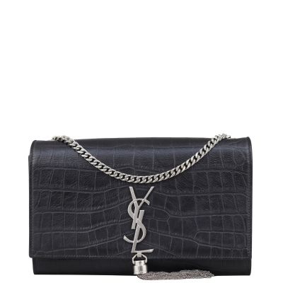 Saint Laurent Kate Tassel Chain Bag Medium Croc-Embossed Front
