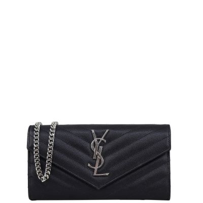 Saint Laurent Monogram Envelope Small Chain Wallet Front with strap