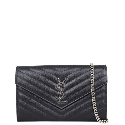 Saint Laurent Monogram Envelope Chain Wallet Front with Strap