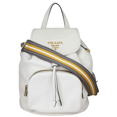 Prada Vitello Daino Convertible Strap Backpack Front with Strap