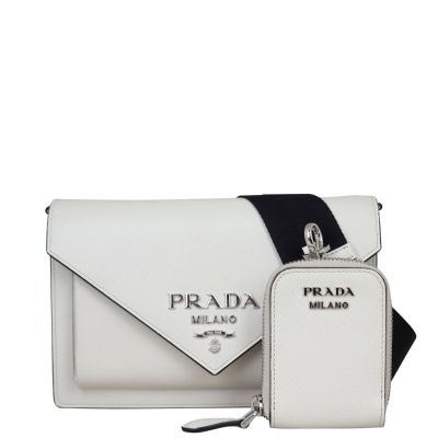 Prada Saffiano Mini Envelope Bag Front with Strap