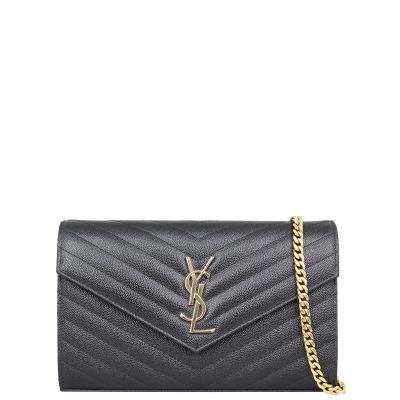 Saint Laurent Monogram Envelope Chain Wallet Front with Strap