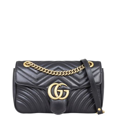 Gucci GG Marmont Matelasse Small Shoulder Bag Front wtih Strap