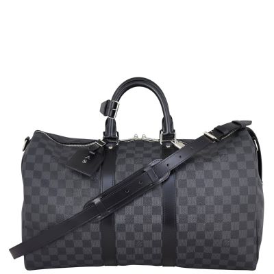 Louis Vuitton Keepall 45 Bandouliere Damier Graphite Front with Strap