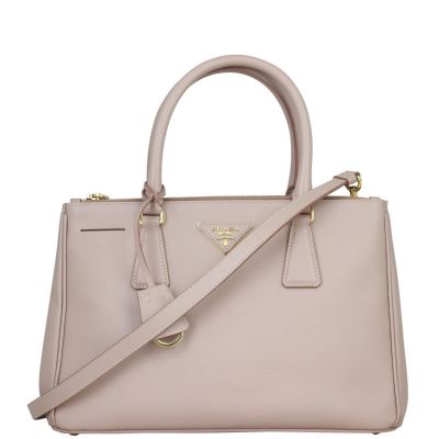 Prada Saffiano Lux Galleria Double Zip Tote Small Front with Strap