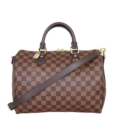 Louis Vuitton Speedy 30 Bandouliere Damier Ebene (hotstamping) Front with Strap