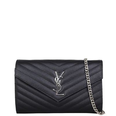Saint Laurent Monogram Envelope Chain Wallet Front with Strap
